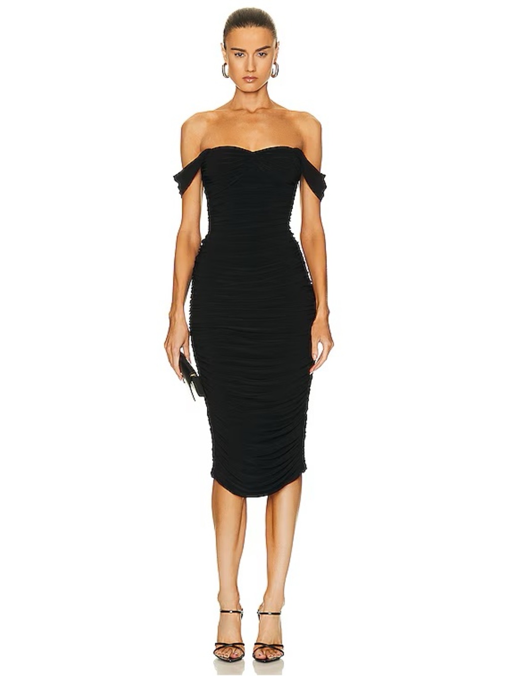Norma Kamali Black Ruched Walter Dress with Sweetheart Bodice